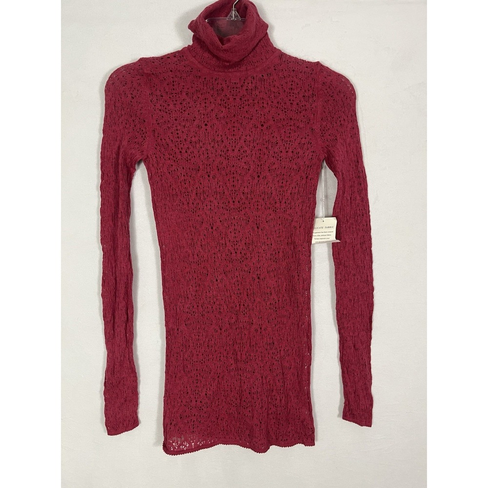 Vintage Moda International Lace Whimsigoth 90s Turtleneck Stretch Sweater Small